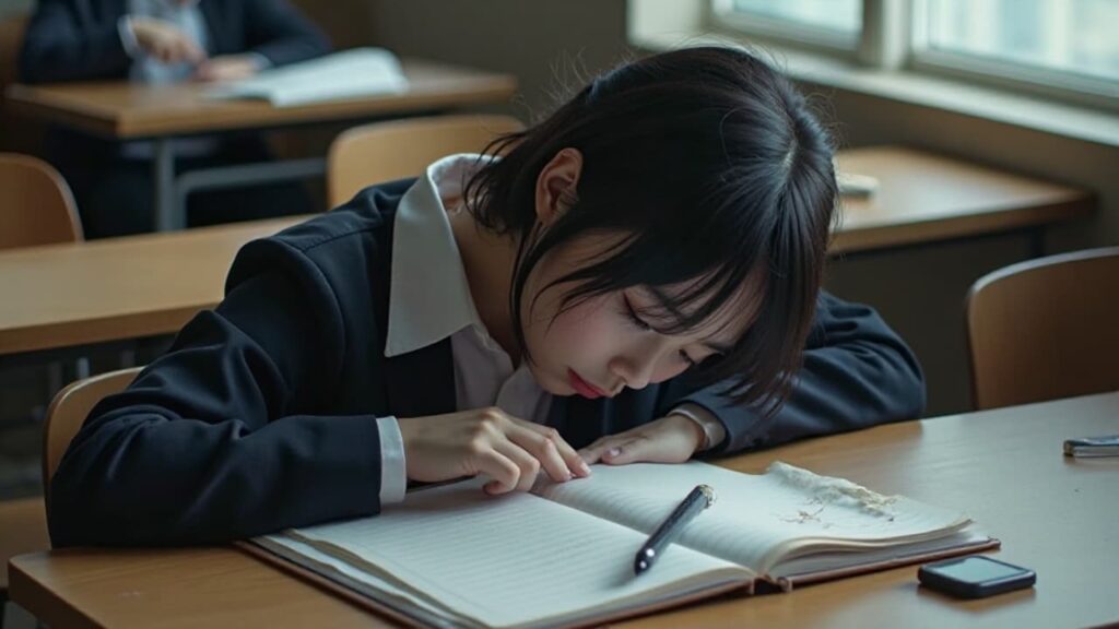 勉強中に寝てしまう生徒