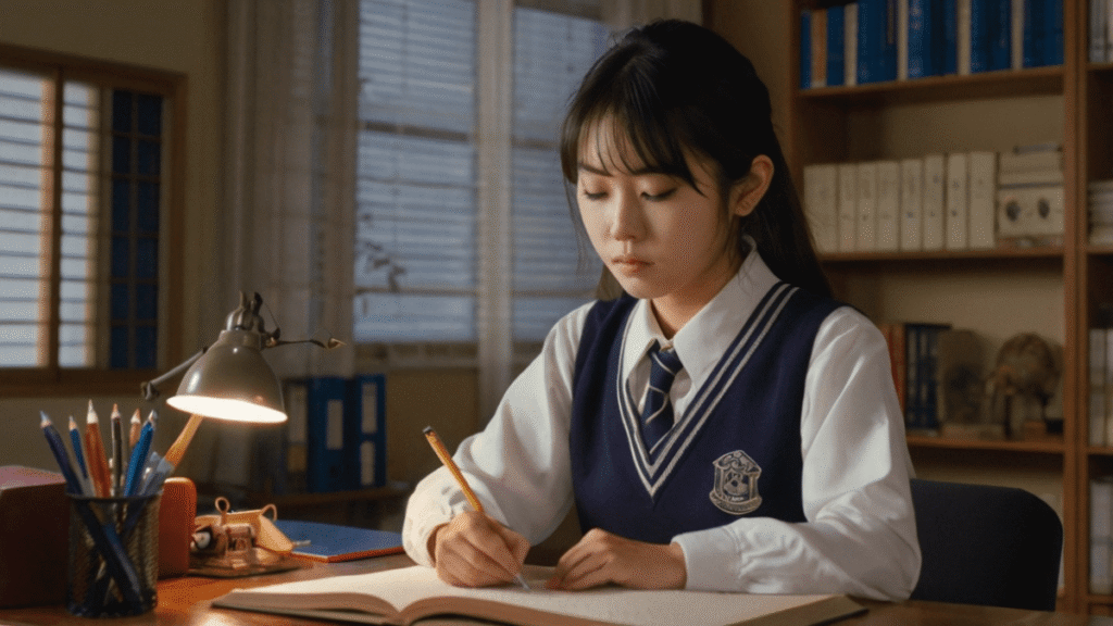 宿題をする高校生