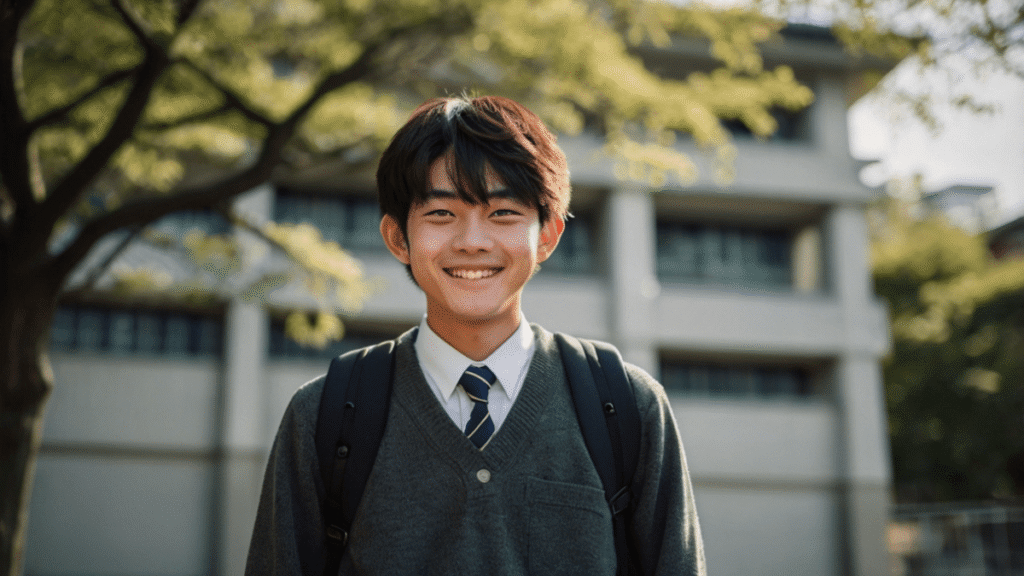 笑顔の男子高校生