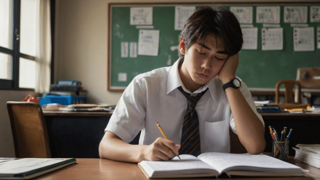 頭を抱える高校生