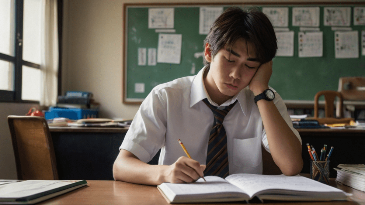 頭を抱える高校生