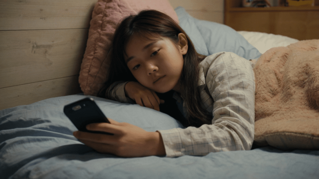 ベッドでスマホ