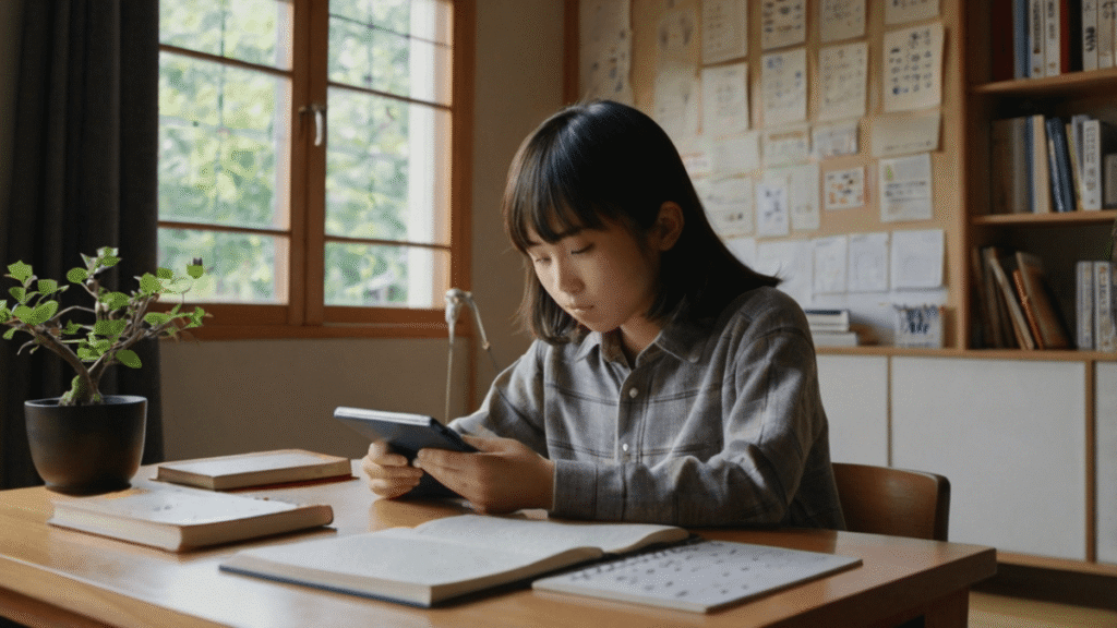 映像授業を受ける生徒