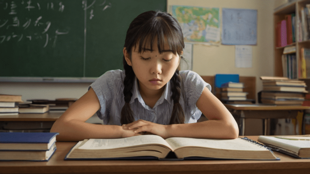 退屈そうに勉強