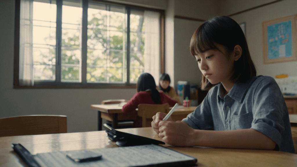 映像授業を受ける生徒