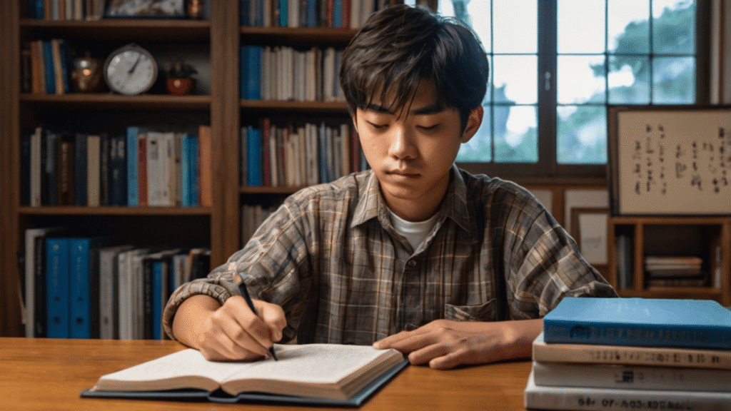 参考書を解く高校生