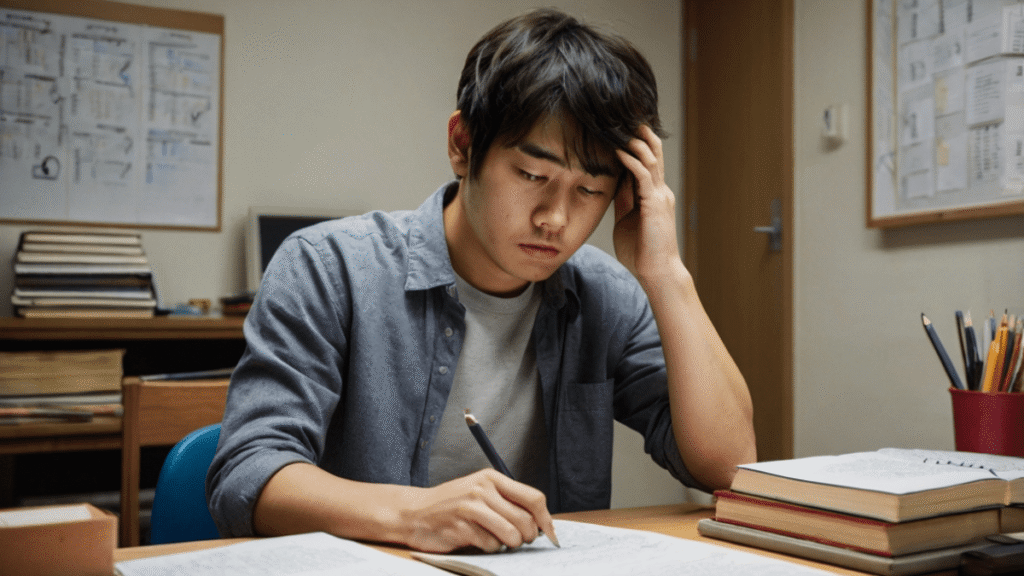 勉強に困る大学生