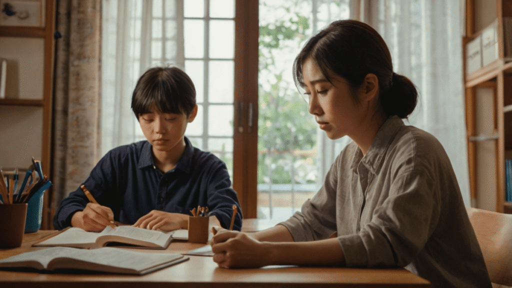 受験勉強を見守る親